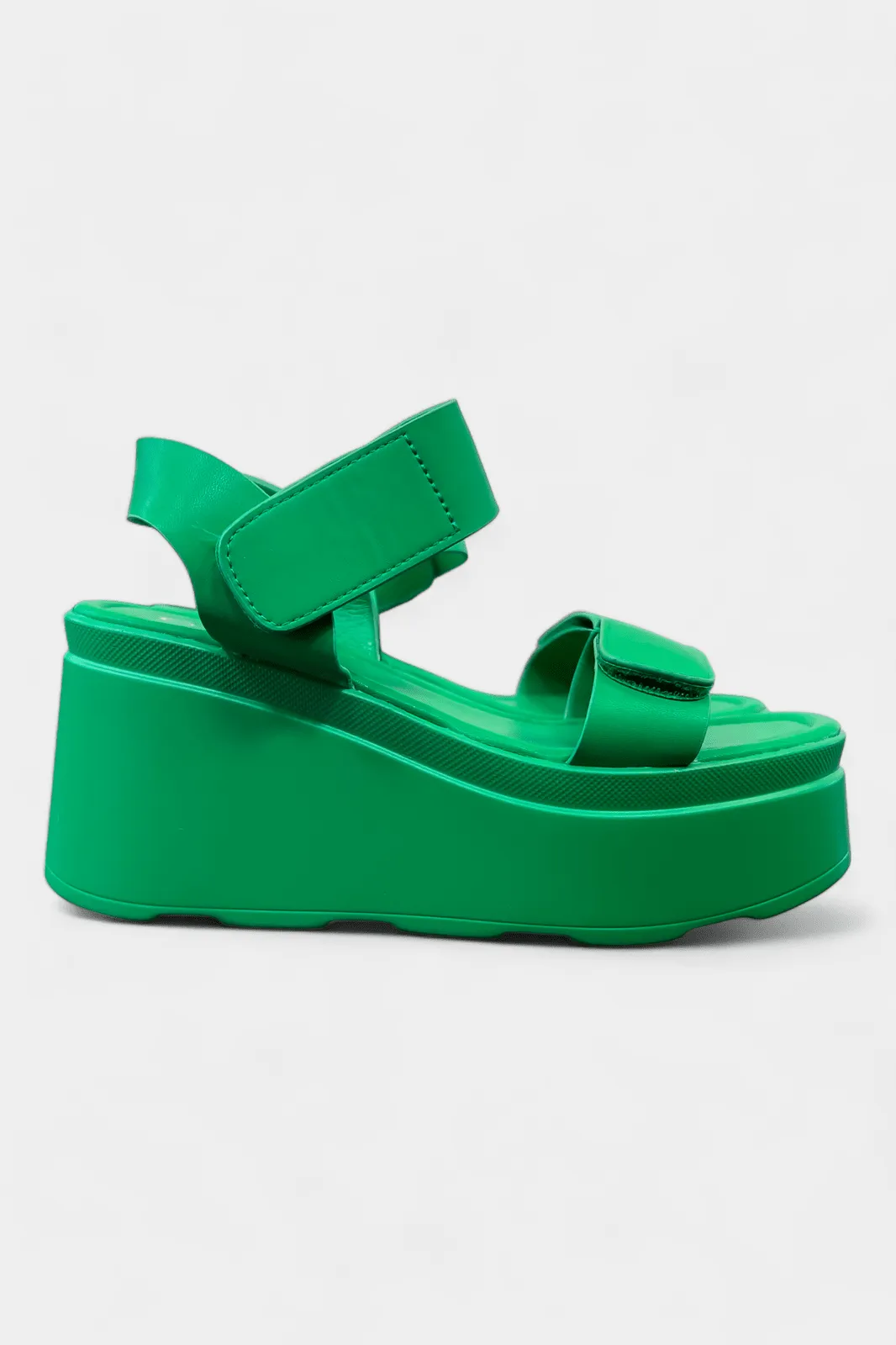 Green Adjustable Straps Platform Sandals