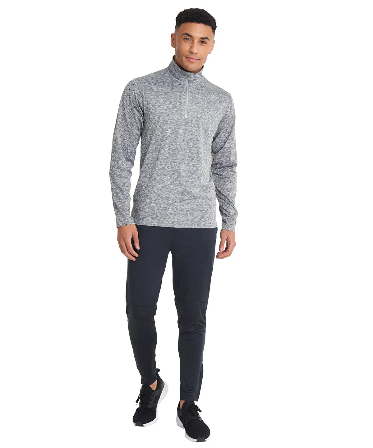 Grey Heather - Hyper mid-layer ¼ zip Rhino skin performance top