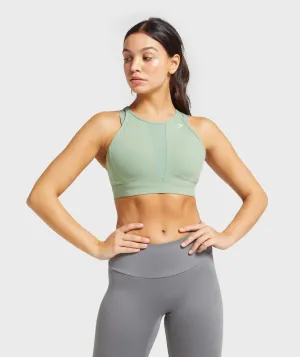 Gymshark Mesh Neckline Training Sports Bra - Green