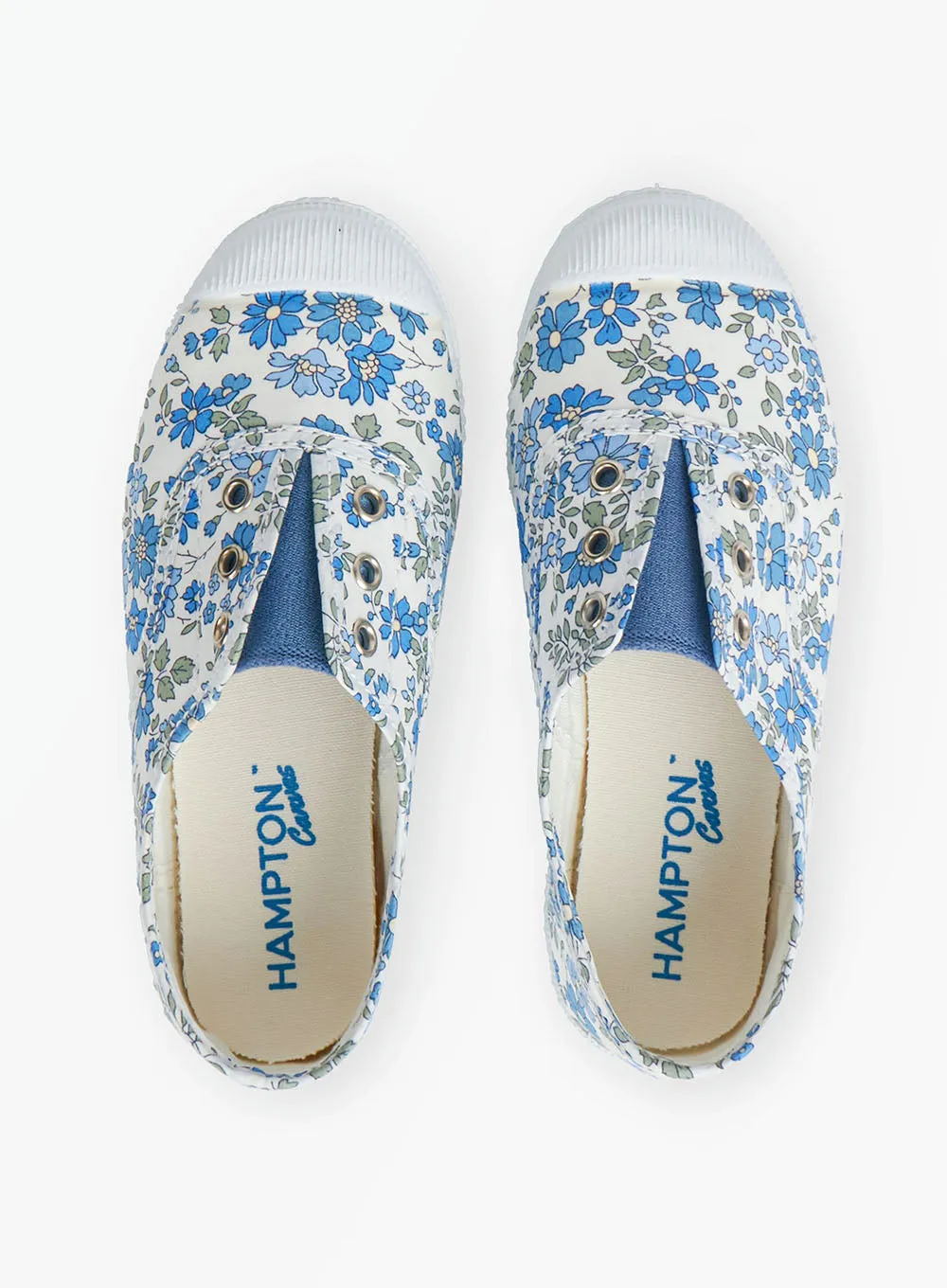 Hampton Canvas Plum Print Plimsolls in Blue Floret