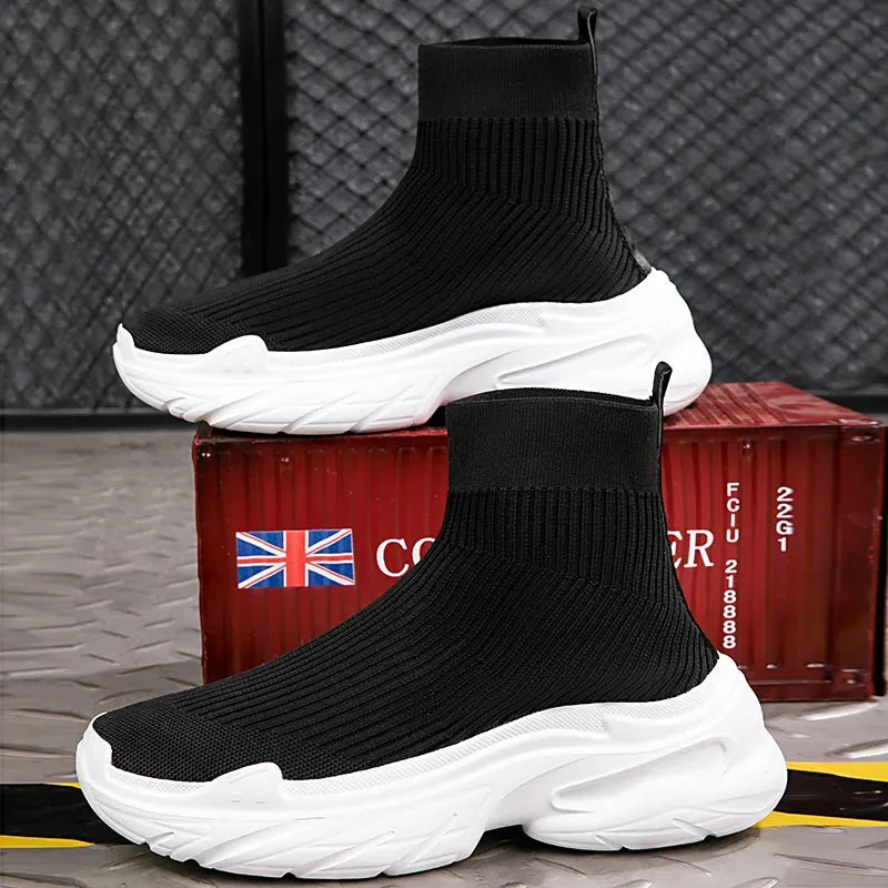 Ilooove Sneakers for Men Fashion High Top Sock Shoes Autumn New Breathable Casual Shoes Outdoor Platform Anti Slip Walking Shoes