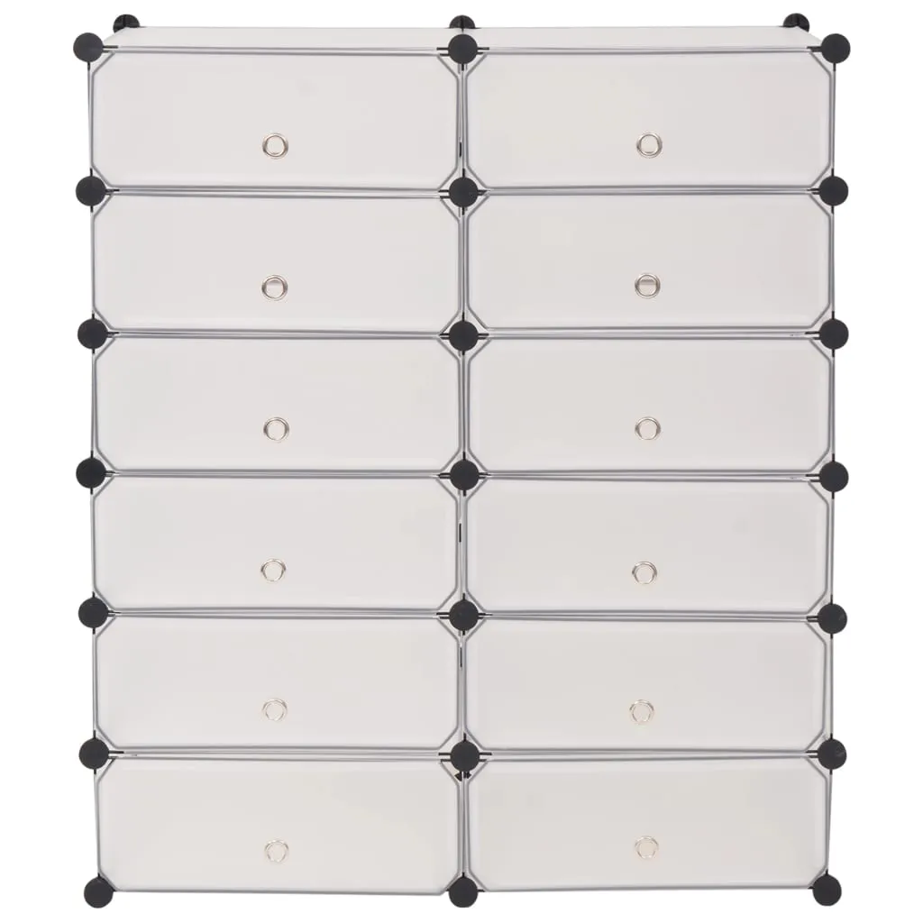 Interlocking Shoe Organiser with 12 Compartments White