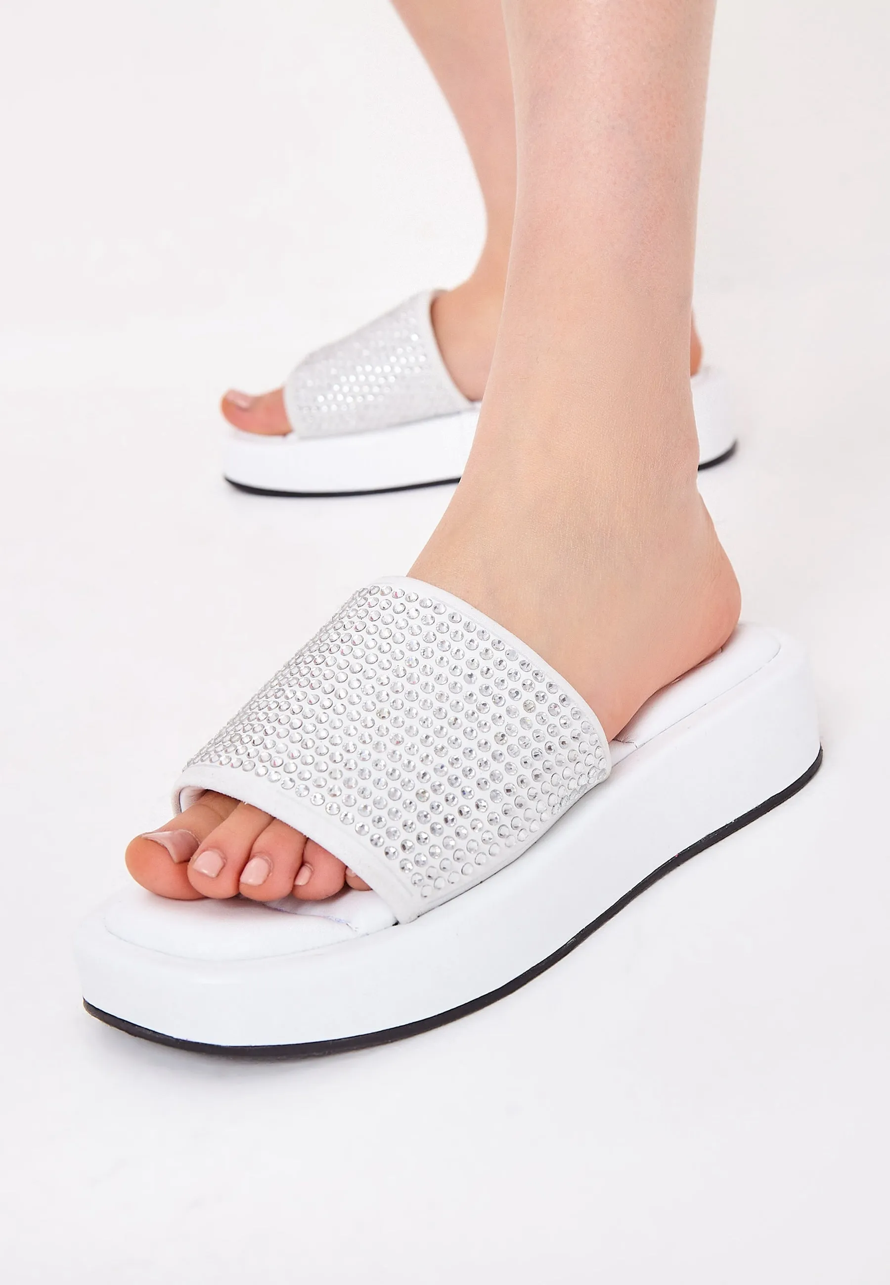 Jewel Platform Mule - White