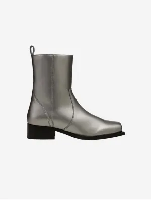 Karel Vegan Apple Leather Ankle Boots | Silver