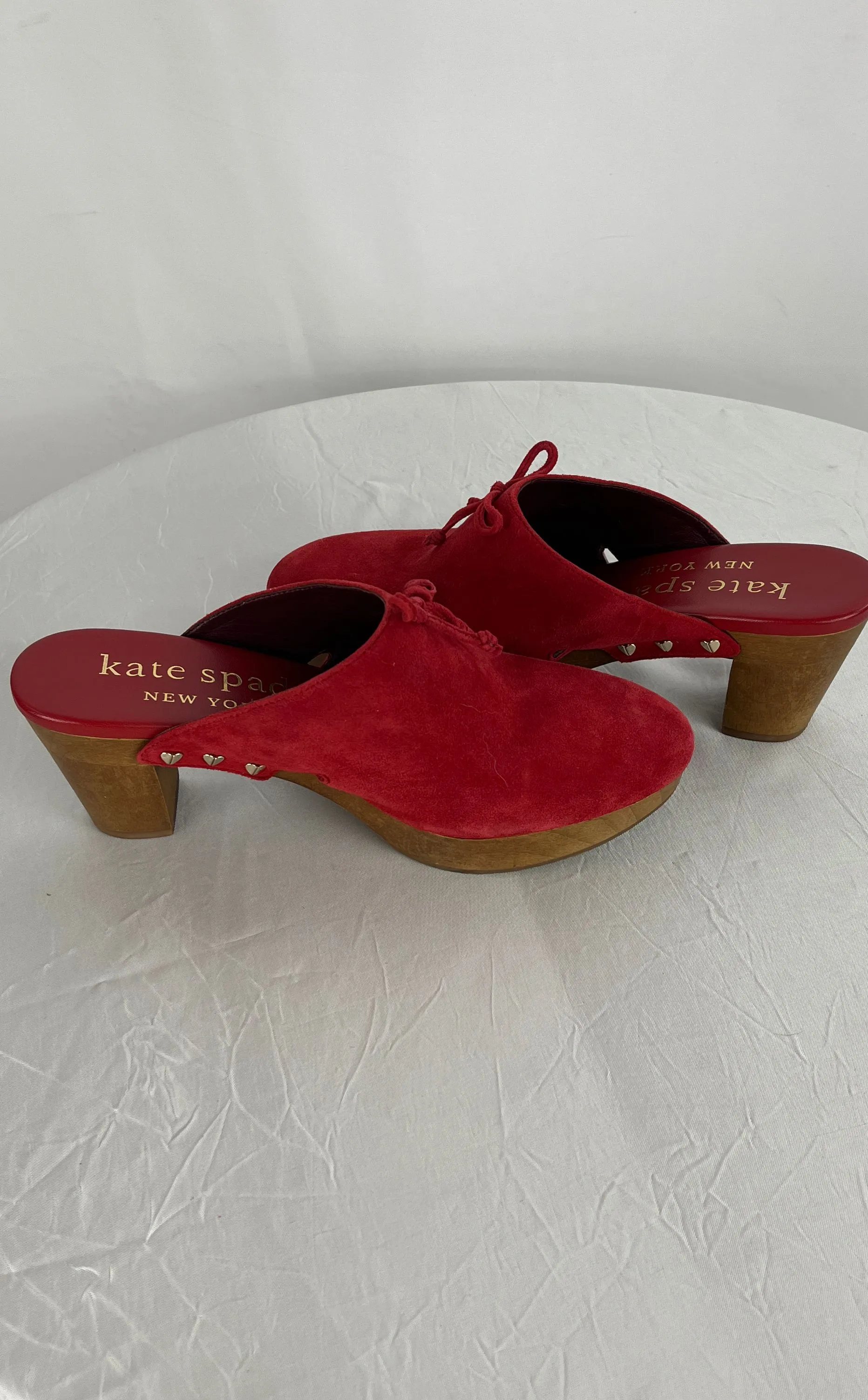 Kate Spade NY Amsterdam Women's Mule Clogs Size 6.5B Red Suede Slip On