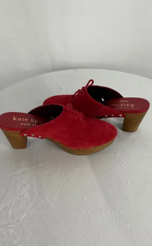 Kate Spade NY Amsterdam Women's Mule Clogs Size 6.5B Red Suede Slip On