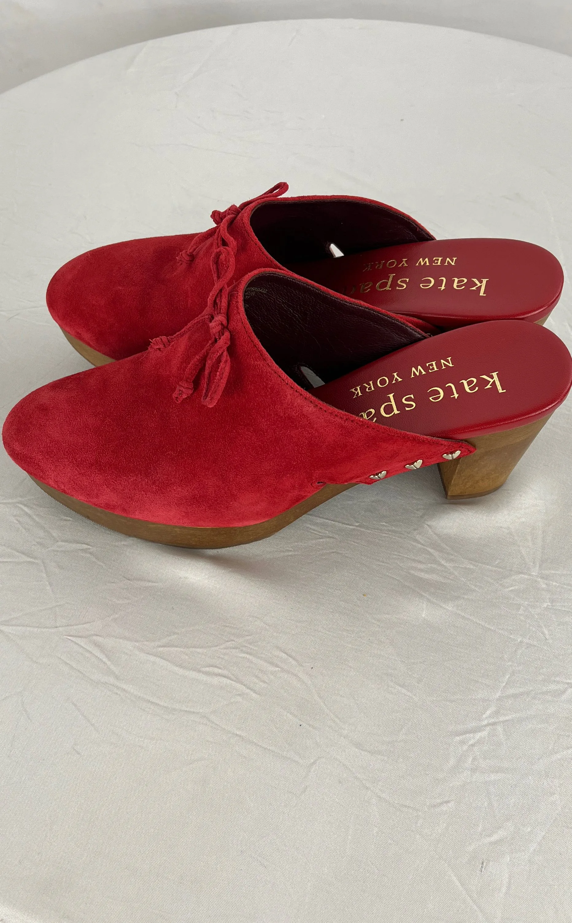 Kate Spade NY Amsterdam Women's Mule Clogs Size 6.5B Red Suede Slip On