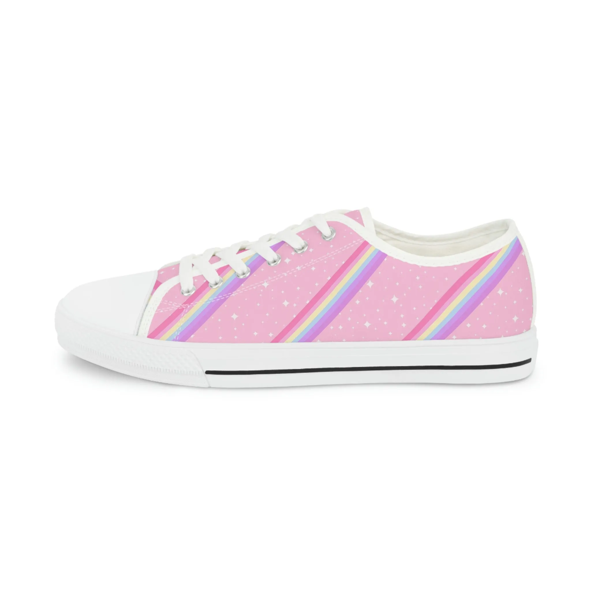 Kawaii Sparkle Cake Rainbow Beam Men's Low Top Sneakers