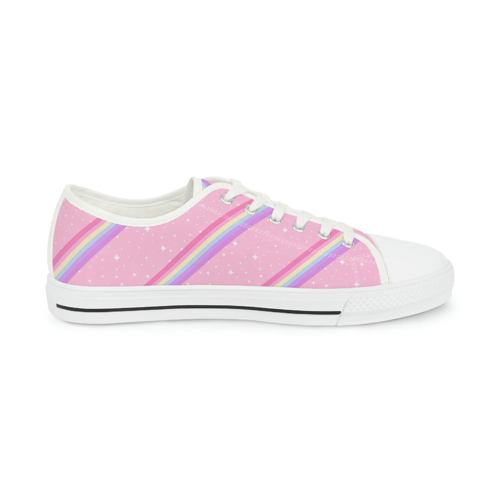 Kawaii Sparkle Cake Rainbow Beam Men's Low Top Sneakers