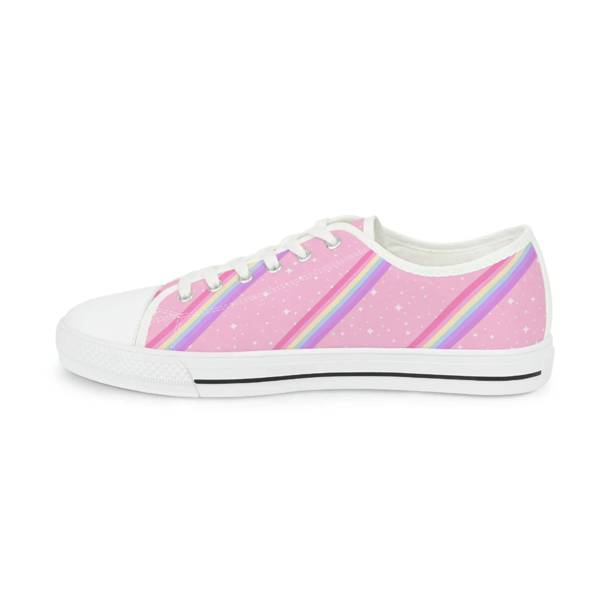 Kawaii Sparkle Cake Rainbow Beam Men's Low Top Sneakers