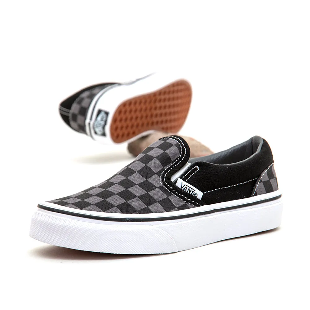 Kids Classic Slip-On Checkerboard (Black / Pewter) VBU