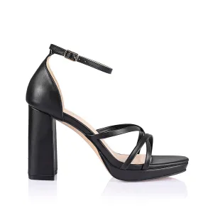 Lara Platform Sandals - Black Smooth