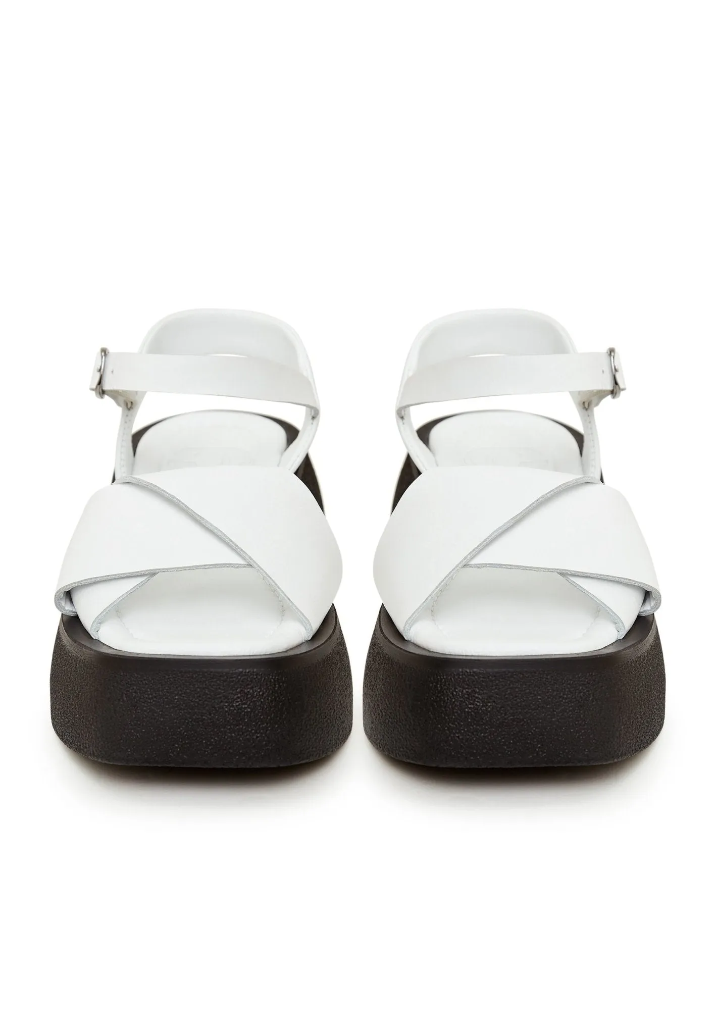 Leather Platform Sandals - White