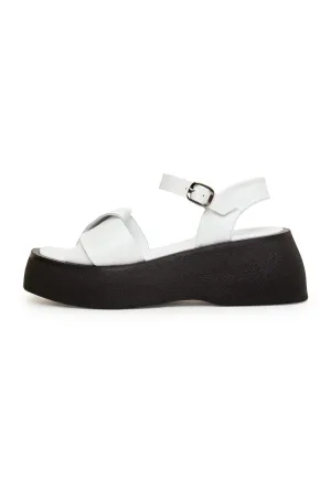 Leather Platform Sandals - White