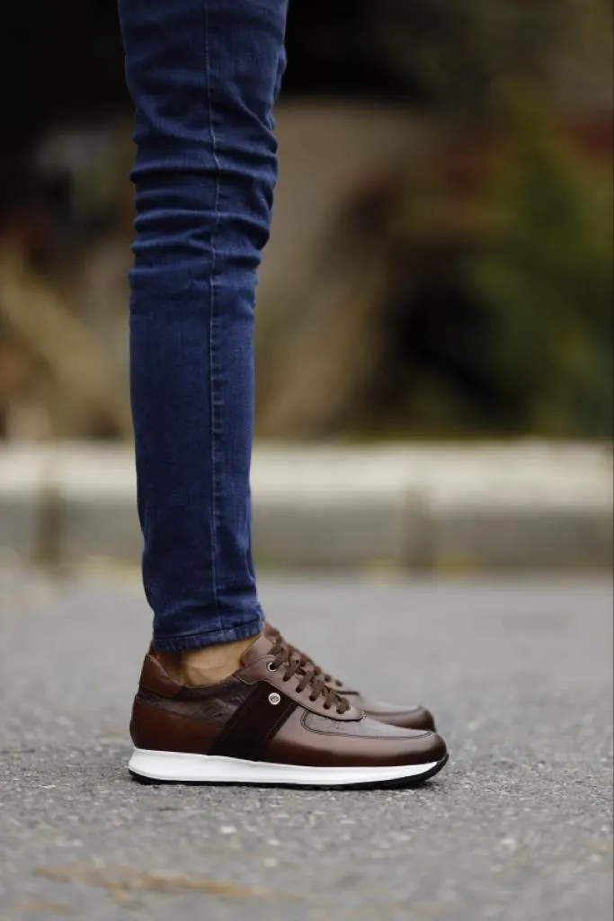 Leon Suede & Leather Detailed Brown Sneakers