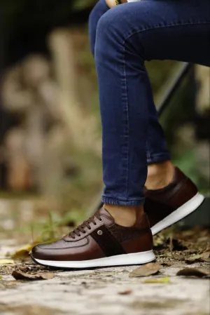 Leon Suede & Leather Detailed Brown Sneakers