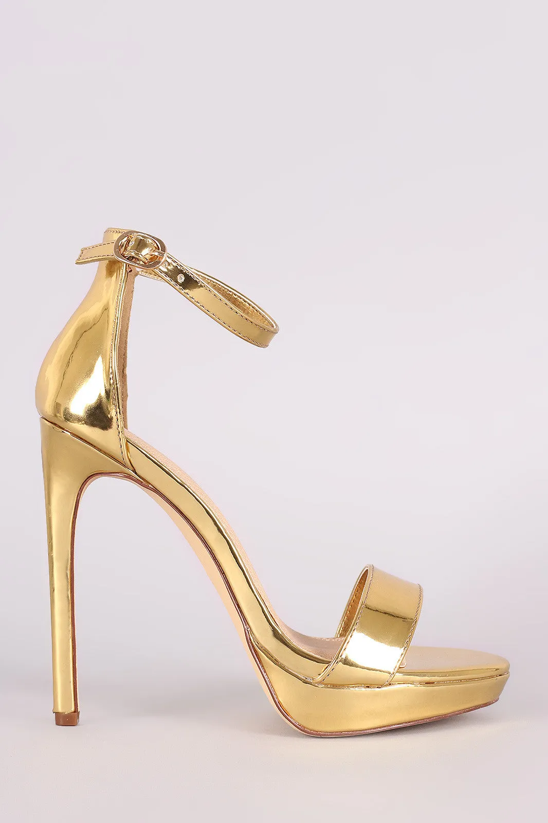 Liliana Mirror Metallic Ankle Strap Platform Heel