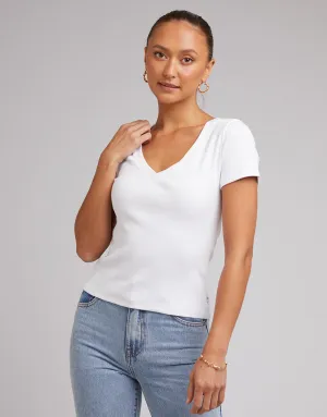 Lily V Neck Tee White