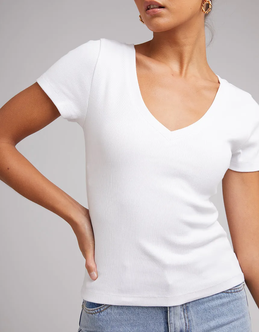 Lily V Neck Tee White