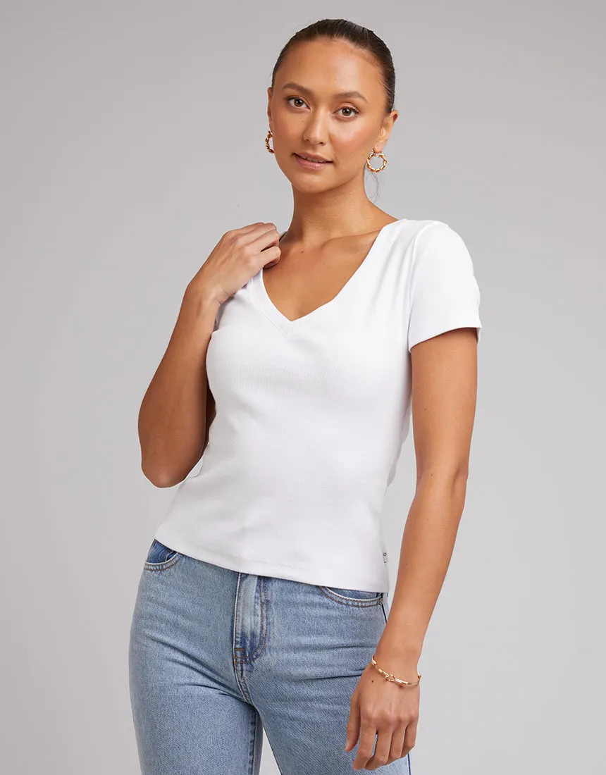 Lily V Neck Tee White