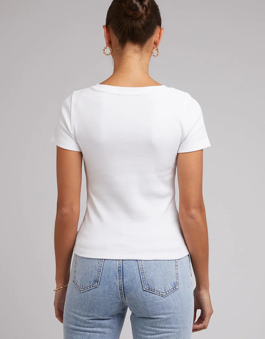 Lily V Neck Tee White