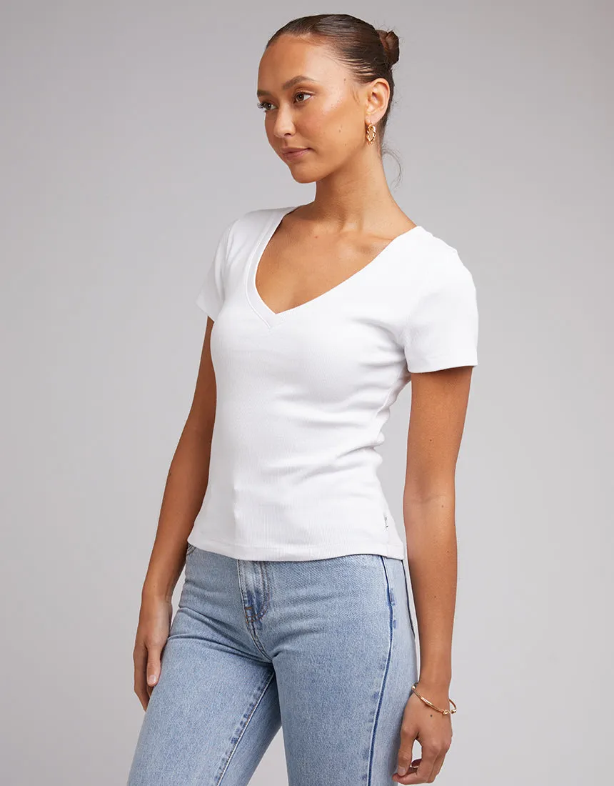 Lily V Neck Tee White