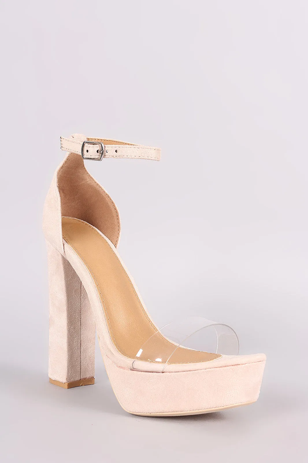 Lucite Band Open Toe Chunky Platform Heel