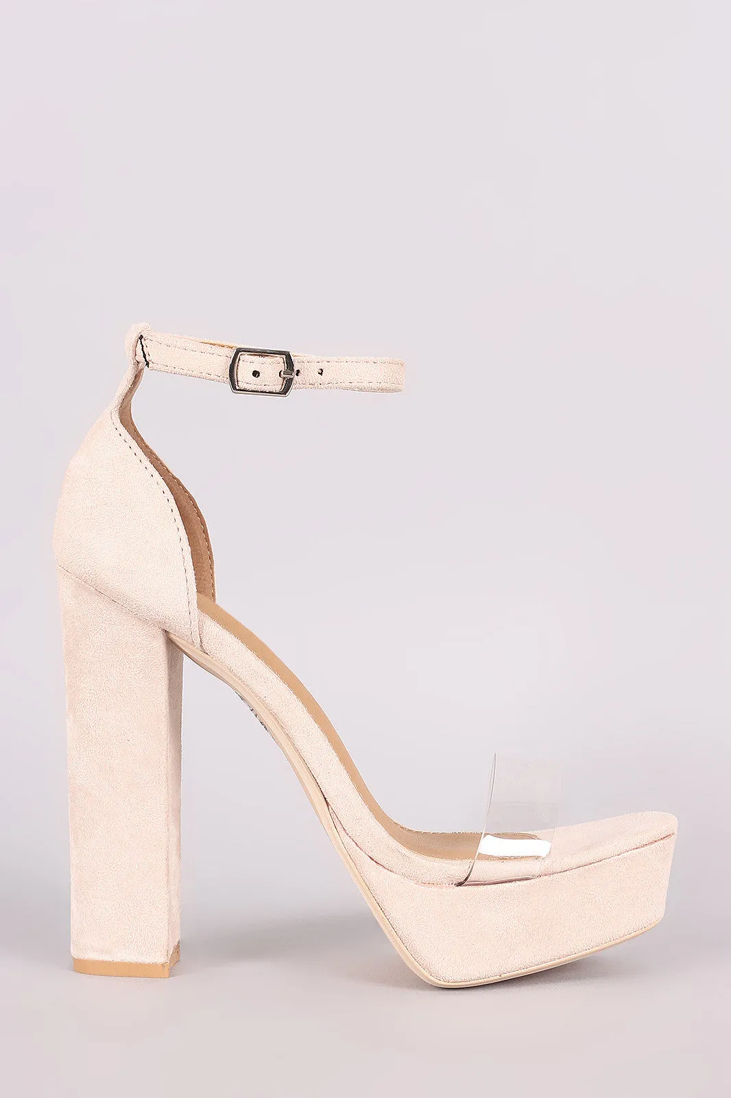 Lucite Band Open Toe Chunky Platform Heel