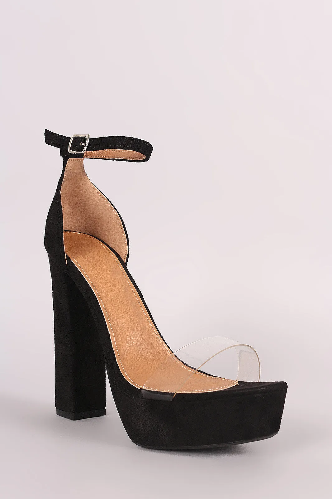 Lucite Band Open Toe Chunky Platform Heel