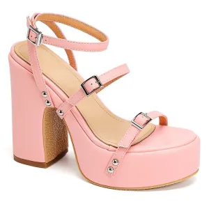 Luna Pink Platform Block Heels