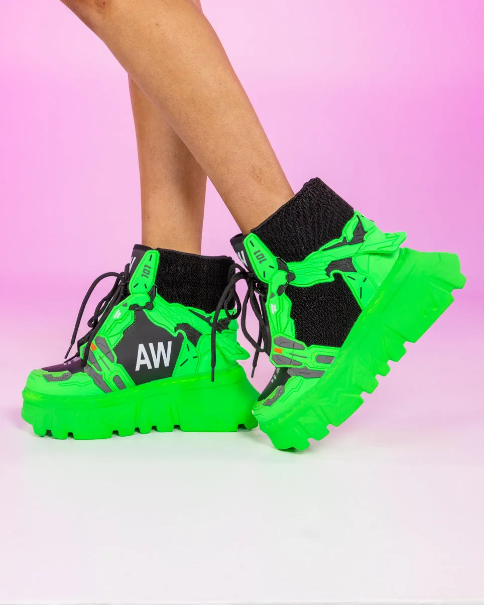 Mean Green Platform Wedge Sneakers