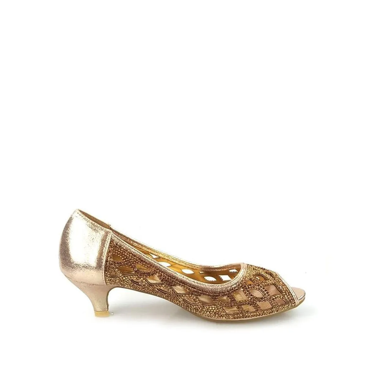 MEDINA Open Toe Kitten Heel Diamante Shoe