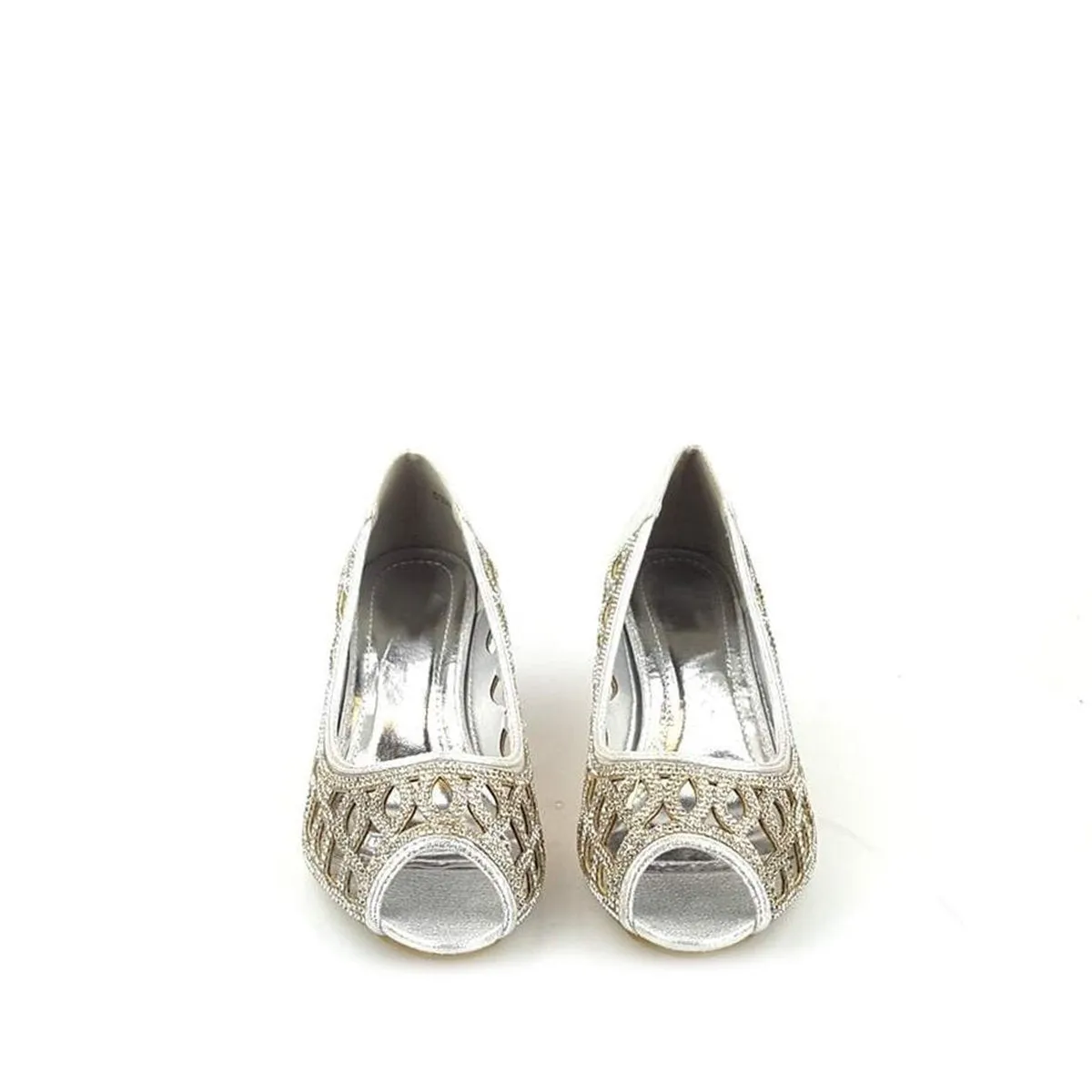 MEDINA Open Toe Kitten Heel Diamante Shoe