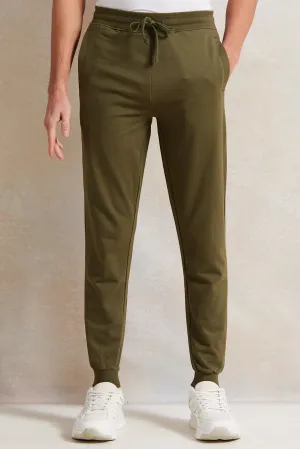 Men Olive Basic Track Pants