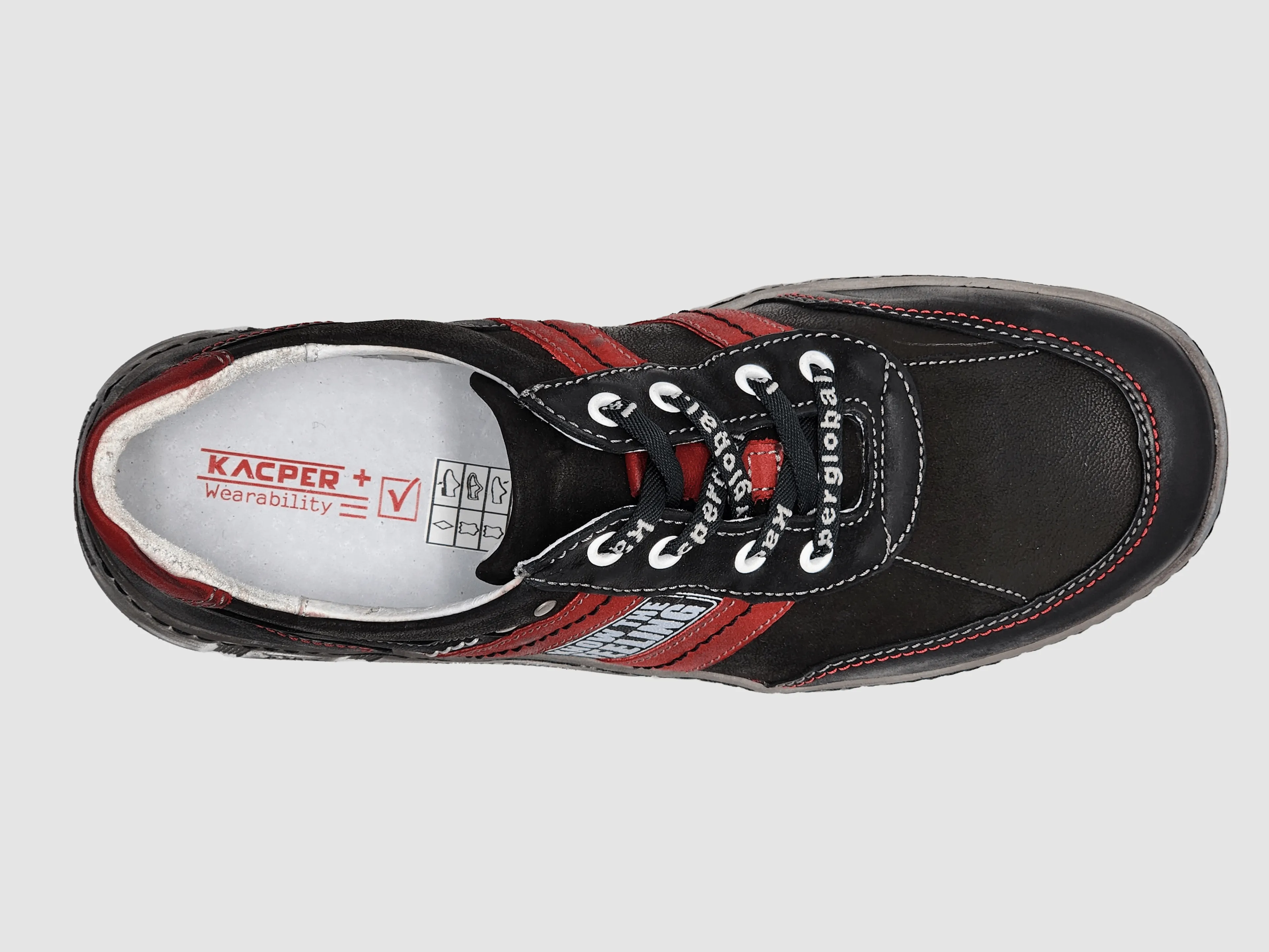 Men's Comfort Leather Shoes - Black/Red