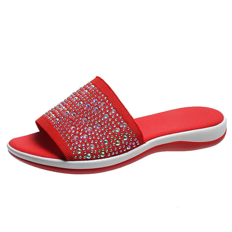 Mesh Rhinestone Lightweight Breathable Slipper Sandals