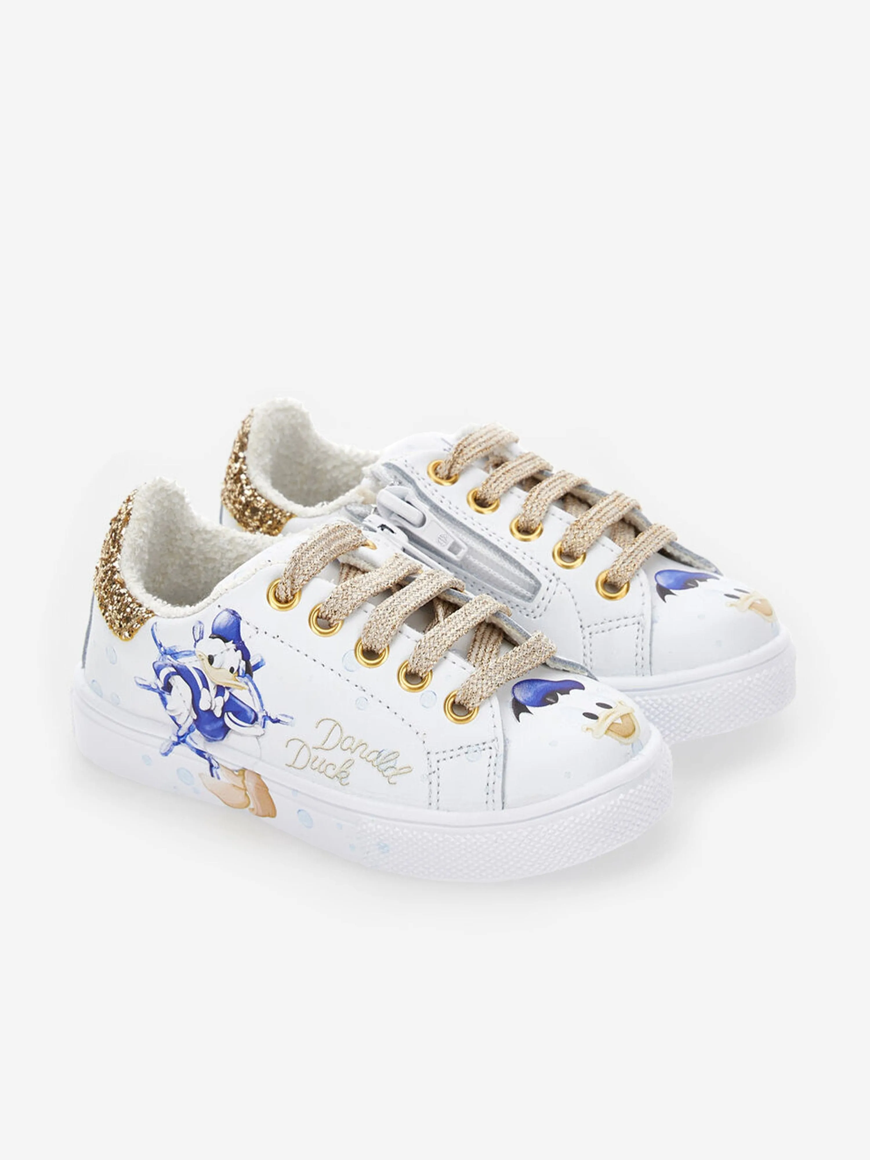 Monnalisa Girls Donald Duck Trainers in White