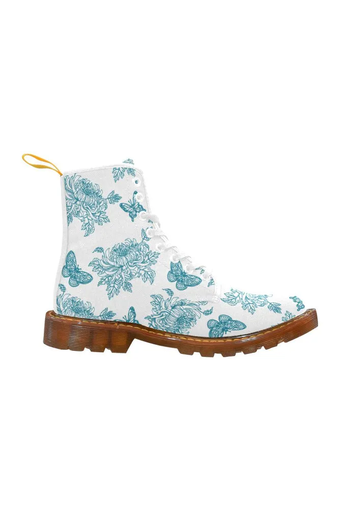 mosaic blue on white chrysanthemum Martin Boots