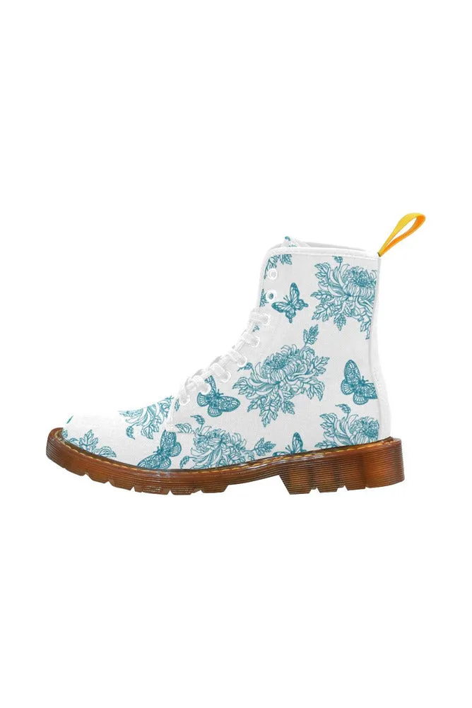 mosaic blue on white chrysanthemum Martin Boots