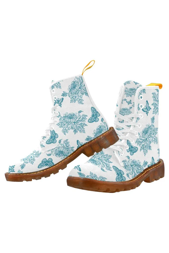 mosaic blue on white chrysanthemum Martin Boots