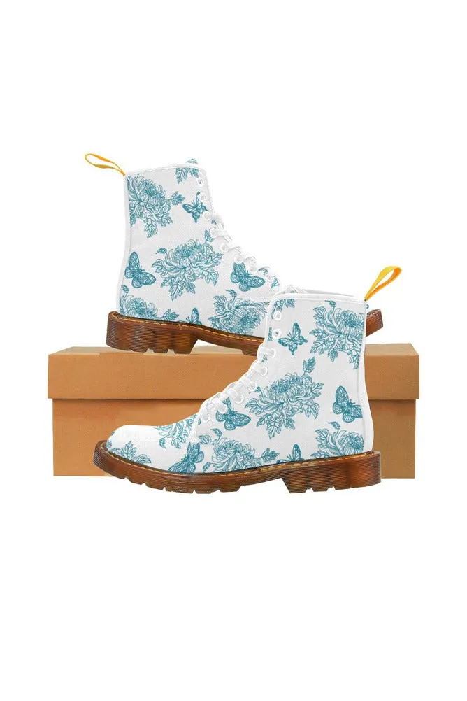 mosaic blue on white chrysanthemum Martin Boots