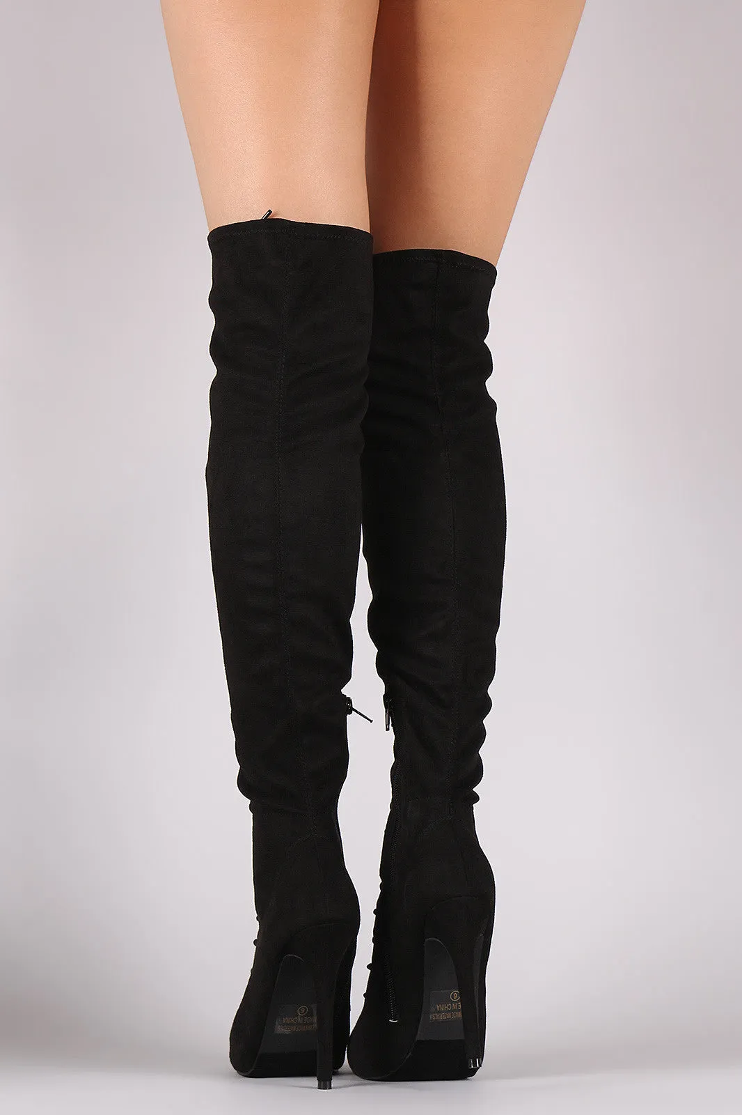 Natalia - Suede Corset Lace Up Stiletto Over-The-Knee Boots