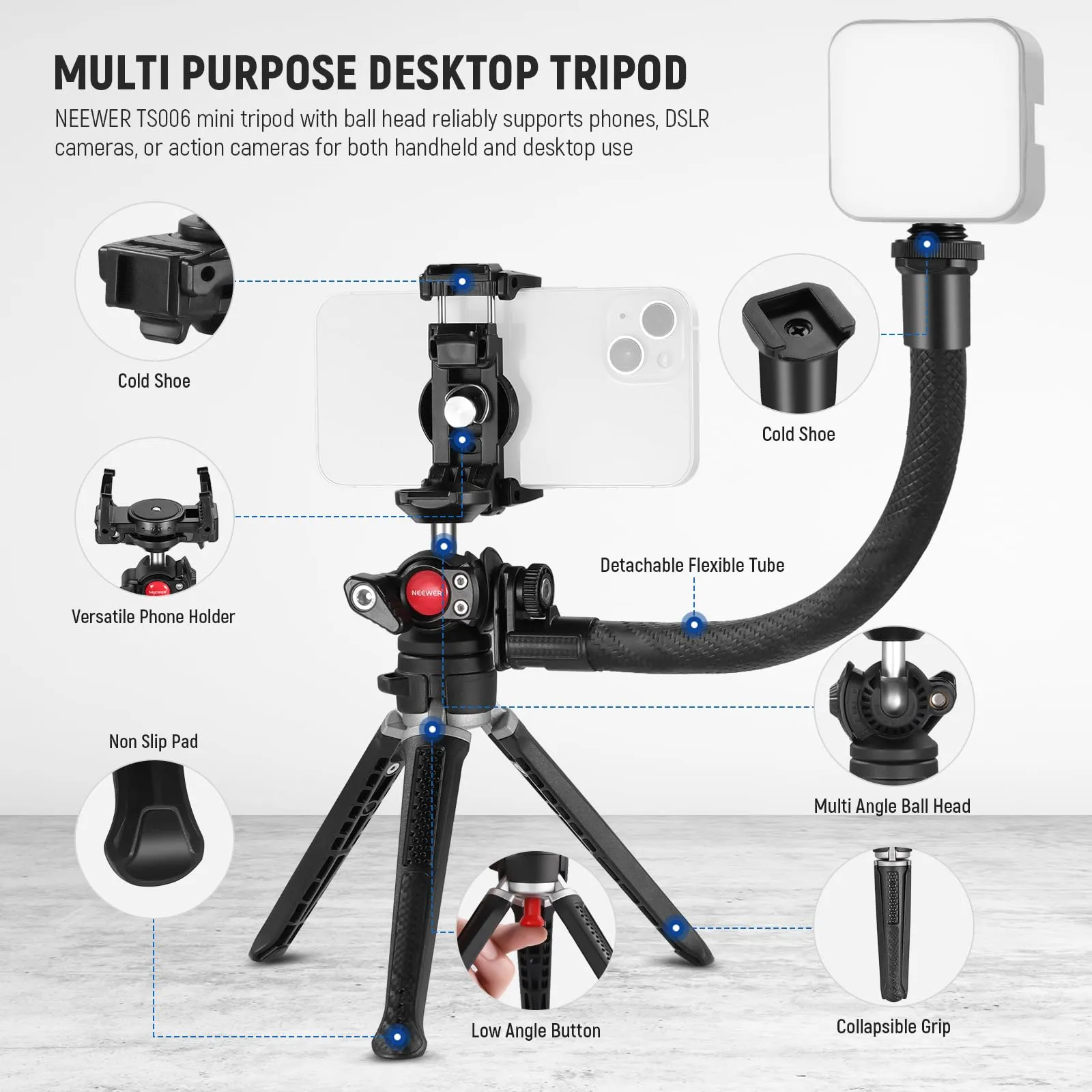 NEEWER TS006 Mini Camera Tripod For Phone And Gopro