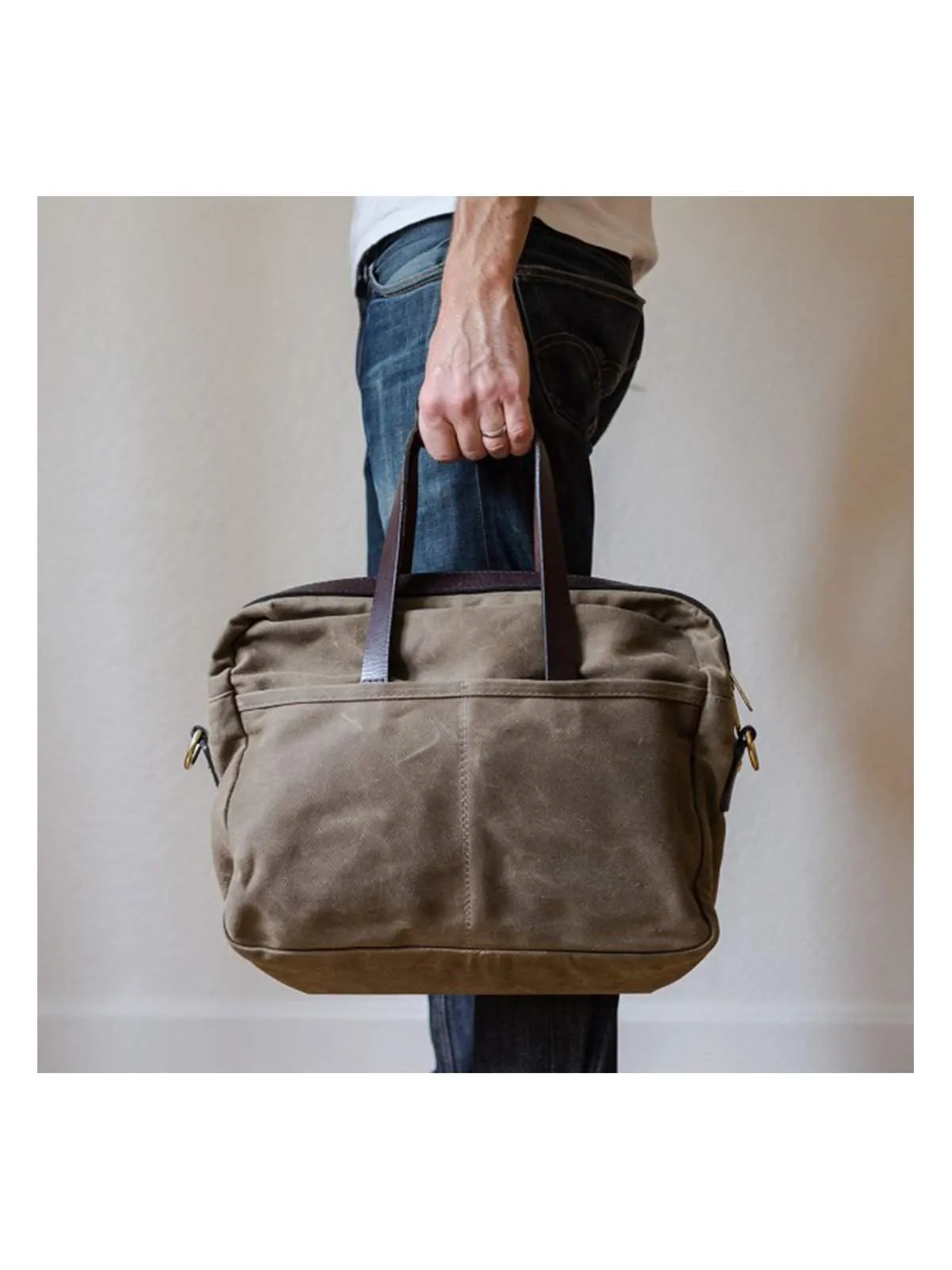 Oakstreet Bootmakers Waxed Canvas Utility Briefcase