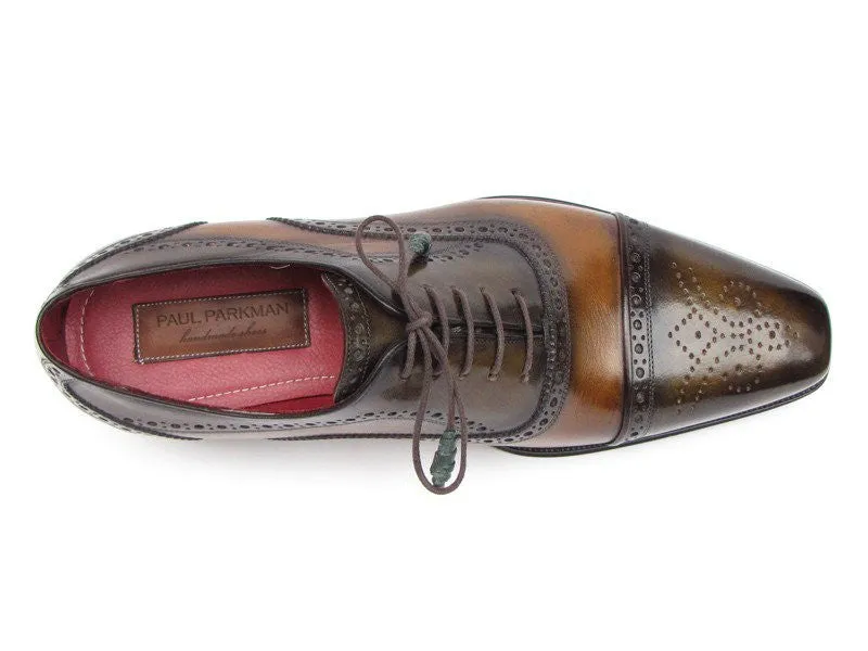 Paul Parkman Camel & Olive Captoe Oxfords