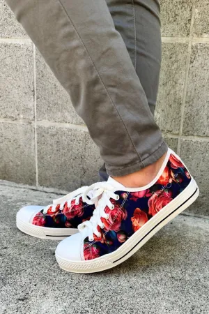 Peach Rose Canvas Shoe - Navy