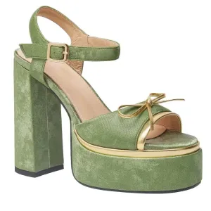 Penelope Green Platform Block Heel