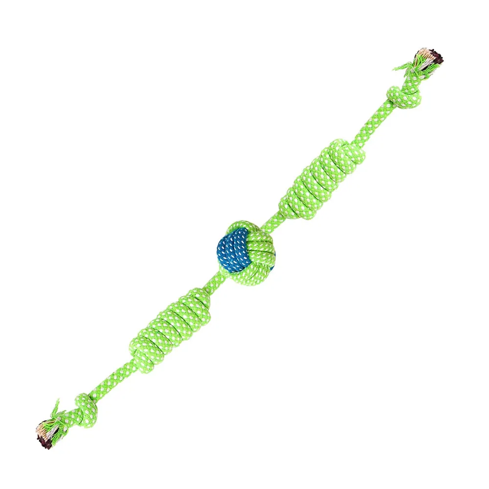 PetVogue, Cotton Rope Toy with 2 Knots and Ball Tug for S/M Dog, Assorted colours