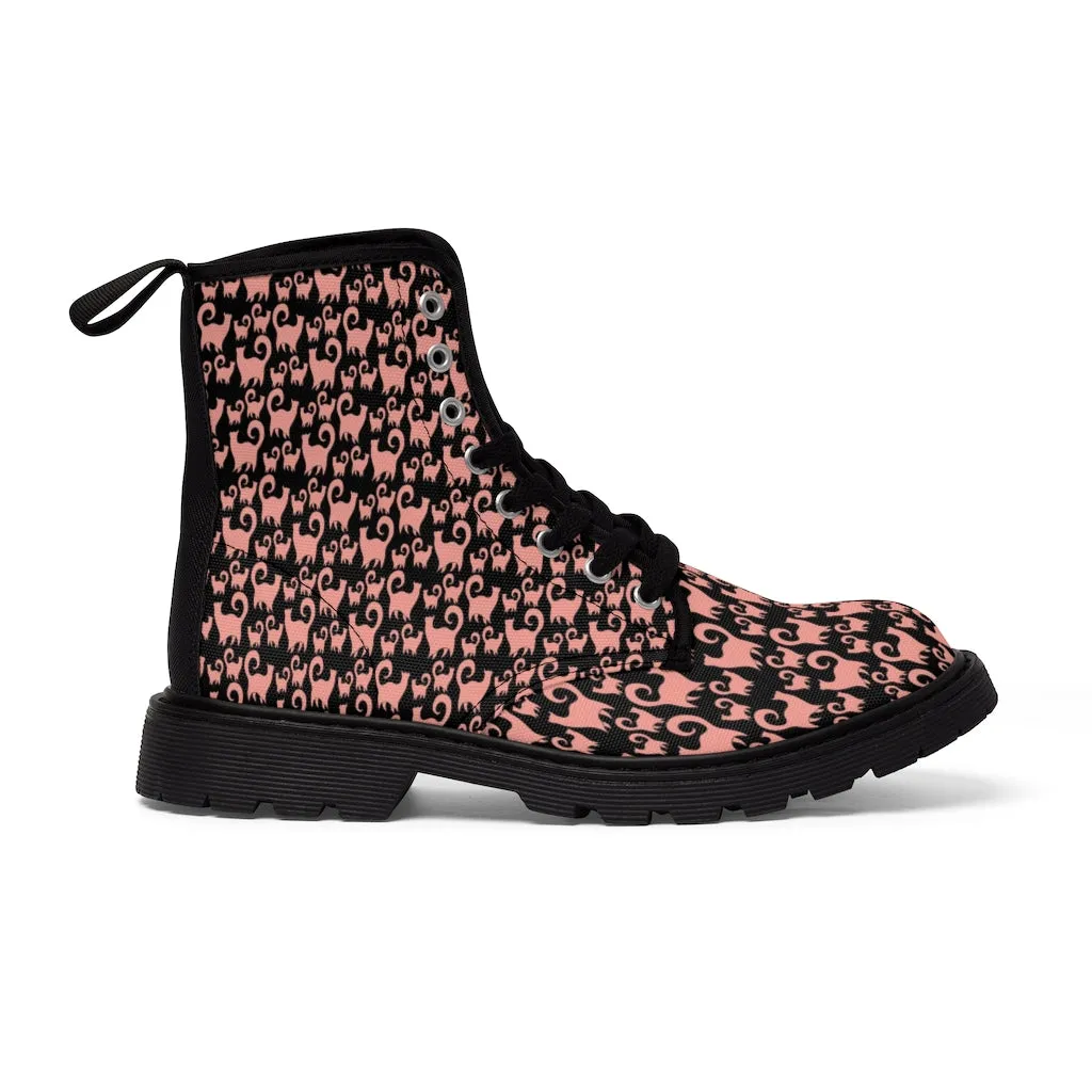 Pink Snobby Cats Women's Canvas Boots