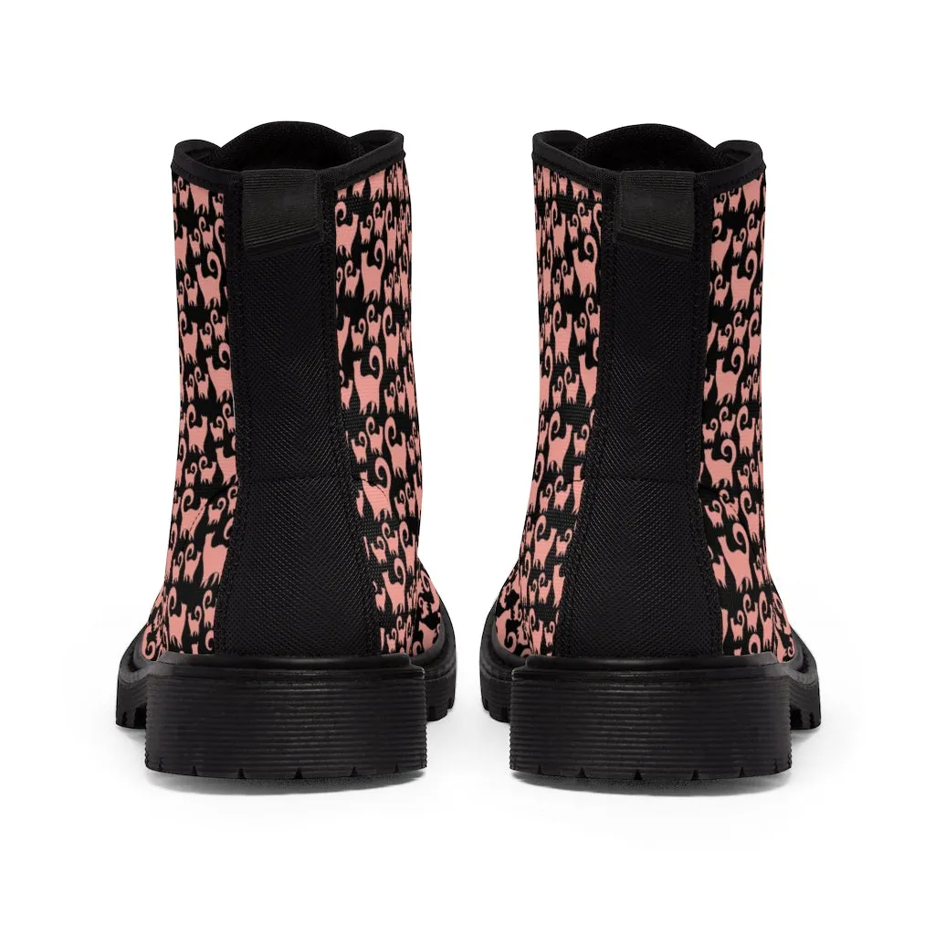 Pink Snobby Cats Women's Canvas Boots